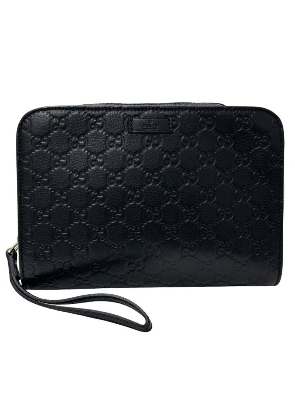 Gucci Guccissima Clutch Leather Black Gold